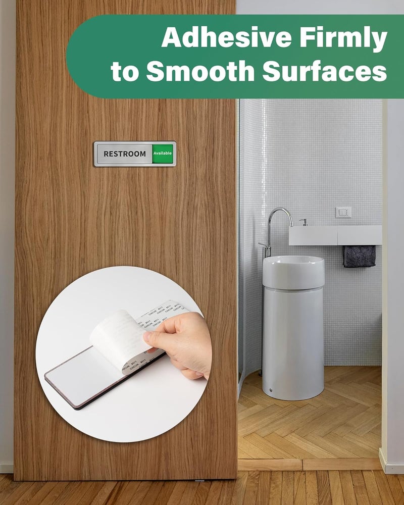 Abudada Restroom Sliding Door Signs Do Not Disturb, In Use/Available Slider Sign for Business Home Office Wellness Vacant Occupied Privacy Slide Door Sign，Brushed Silver - Image 5